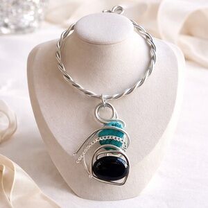 Signed Jeff Lieb Pendant Necklace with Turquoise Pendant